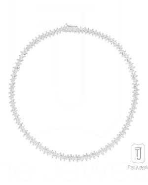The Jewelz Neutrals Luna Marquise Tennis Necklace - White