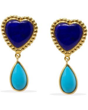 Vintouch Italy Happy Hearts Lapislazzuli And Earrings - Blue
