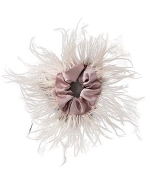 Lula-Ru Neutrals Feather Hair Scrunchie - White