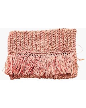 OhSun Neutrals Ebba Raffia Pouch - Red