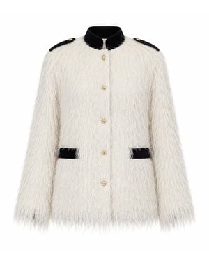 Julia Allert Neutrals Fuzzy Textured Statement Jacket – Ivory - Natural