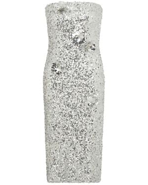 Sour Figs Floral Embellished Sequin Dress - Grey