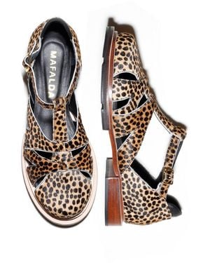 Mafalda Maite Animal Print Fisherman Sandals - Black