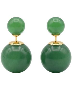 seree Orbit Duo Double Ended Jade Stone Stud Earrings - Green