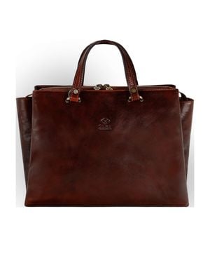Time Resistance Leather Tote Bag Shoulder Bag For – The Scarlet Letter - Brown