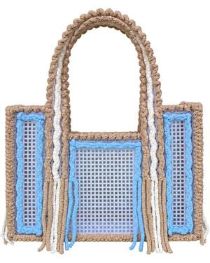 Growny Iced Latte Crochet Mesh Tote - Blue