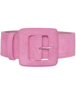 BeltBe Suede Square Buckle Belt - Pink