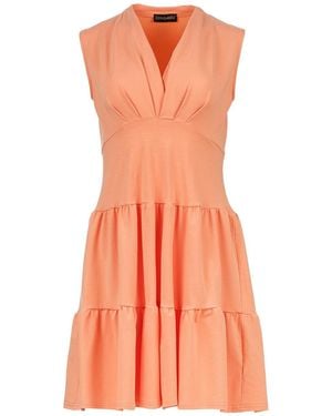 Conquista Sleeveless Peach Cotton Jersey Dress - Orange