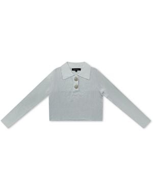 Roch Perel Knit Crystal Top - Grey