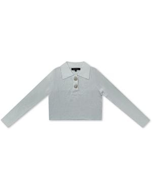 Roch Perel Knit Crystal Top - Gray