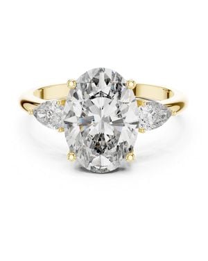 Aya Fine Jewelry 3.10 Ctw Oval Lab Diamond Three Stone Engagement Ring - White