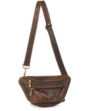 Bedroom Athletics Baresi Distressed Leather Bum Bag With Front Pocket - Brown