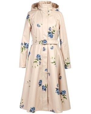 RainSisters Neutrals Fit And Flare Coat: Gentle Bloom - Natural