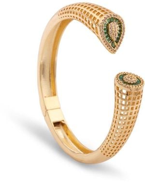 Saachi Crystal Bangle Metal Bracelet - Metallic