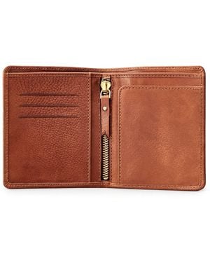 VIDA VIDA Luxury Leather Passport Travel Wallet With Zip Section - Brown