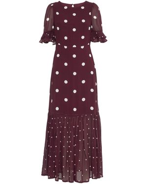 Rose & Nancy Saphi Burgundy Polka Dot Maxi Dress - Purple