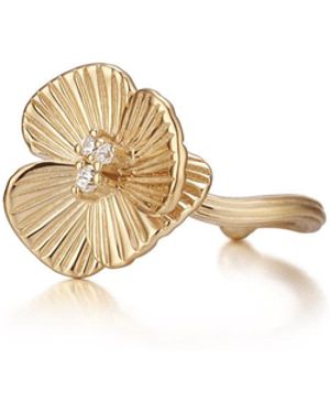 Didier Dubot La D. D Poppy Flower Ear Cuff With Crystal Accents - Metallic