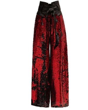 Julia Allert Palazzo Trousers With Double-sided Sequins Black Red