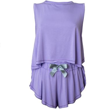Loreen Label Bamboo Crop Top & Butterfly Shorts - Purple
