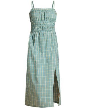 Known Supply Tiered Checkered Dress - Green