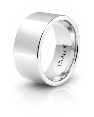 Unaloe Wide Smooth French-Edge Sterling Band: Timeless Elegance - Metallic