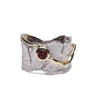 German Kabirski Revele Plated Ring With Rhodolite Garnet - Grey