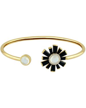 Artisan Moonstone & Spinel And Diamond Open Bangle - Metallic