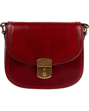Time Resistance Leather Saddle Bag - Red