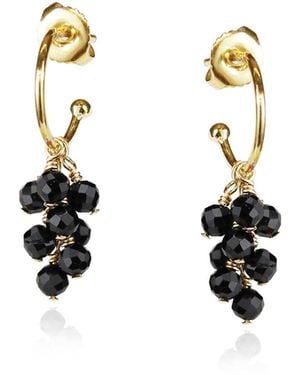 MOUNIR LONDON Black Onyx Huggy Hoop Earrings - Metallic