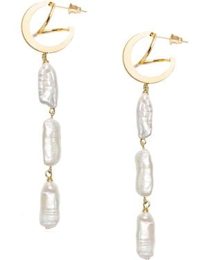 Adriana Pappas Designs Pearl Swirl Earrings - White