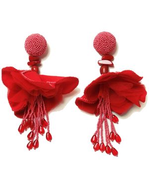 Ashaki The Maya Beaded Earring - Red