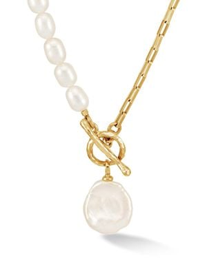Dower & Hall Keshi Luna Pearl Drop Chain Necklace - Metallic
