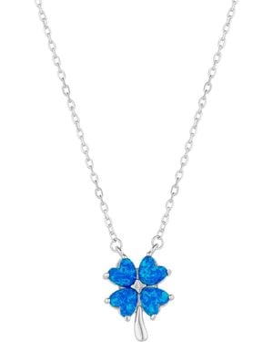 Spero London Opal Four Leaf Clover Sterling Necklace - Blue