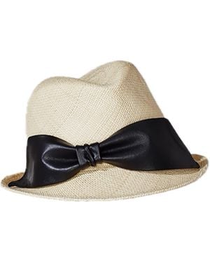 Misa Harada Millinery Neutrals Sandy Natural Panama Straw Hat - Black