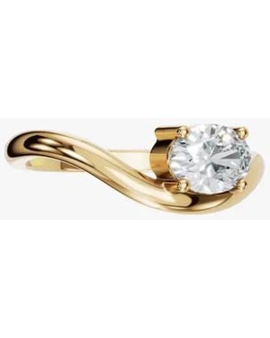 Aya Fine Jewelry Rose Eighteen Carat Twisted Band Solitaire Diamond Ring - Metallic