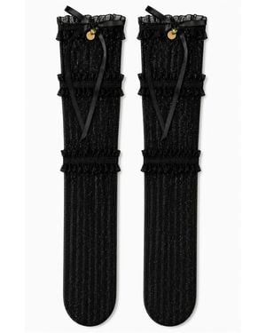 ADIBA Midnight Ribbon Lace Socks - Black