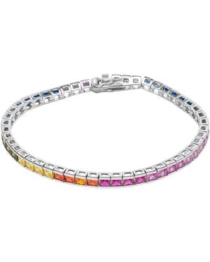 Spero London Sterling Square Rectangular Tennis Bracelet - Metallic