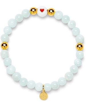 Seven Saints Moonstone Heart Bracelet For Balance And Minted Glow - Blue