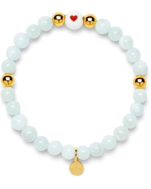 Seven Saints Moonstone Heart Bracelet For Balance And Minted Glow - Blue