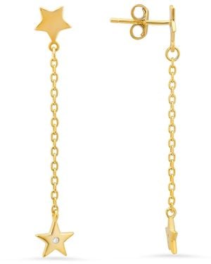 Kylie Harper Petite Dangling Stars Diamond Cz Earrings - Metallic