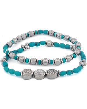 Ebru Jewelry Sea Soul Hematite & Bracelet Set - Blue