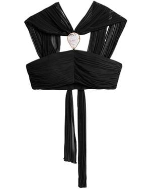 Nocturne Strapless Draped Bustier Top - Black
