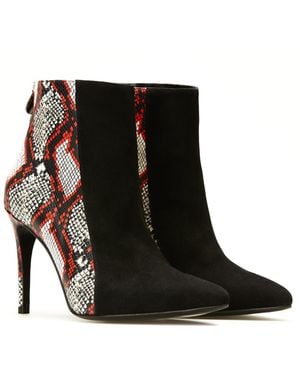 Rosamund Muir London Pietra Suede & Boa Snake Print Ankle Boots - Black