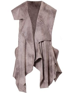 Metamorph Neutrals Asymmetric Faux Suede Vest - Brown