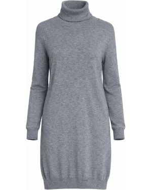 Conquista Knitted Turtleneck Jumper Dress With Relaxed Fit - Grey