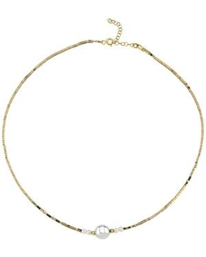 LINYA JEWELLERY Asel Ball Pearl Hematite Stone Necklace - Metallic