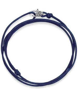 Nialaya Wrap-Around String Bracelet With Sterling Lock - Blue