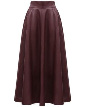 Julia Allert Full Flare High Waist Faux Leather Skirt – Burgundy - Purple
