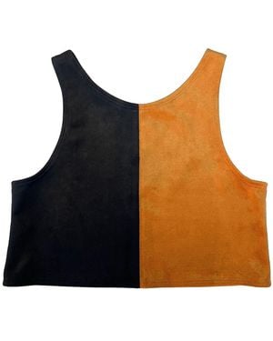 By Noa Rawitz Ultra Suede Sleeveless Color Blocked Top- And - Black