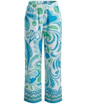 LOVEIST STORE Venice Abstract Print Wide Leg Trousers - Blue